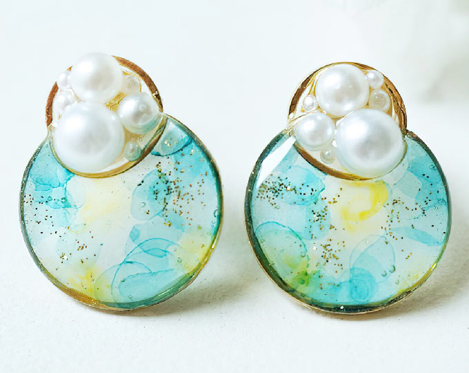 watercolor-pearl-round-earrings B