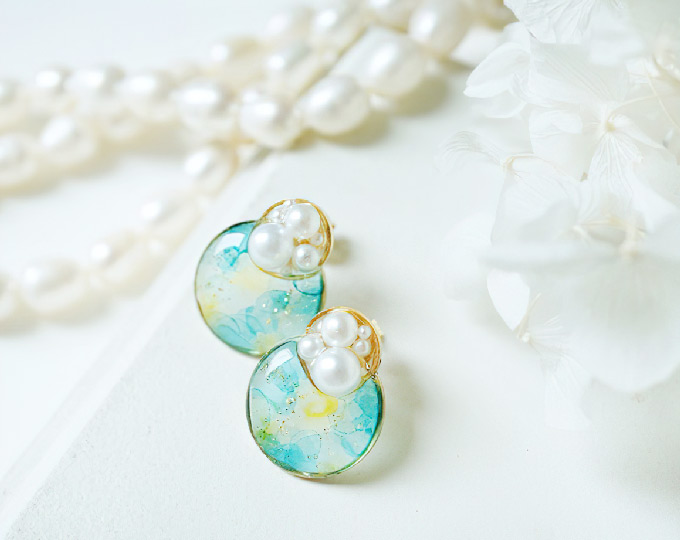 watercolor-pearl-round-earrings C