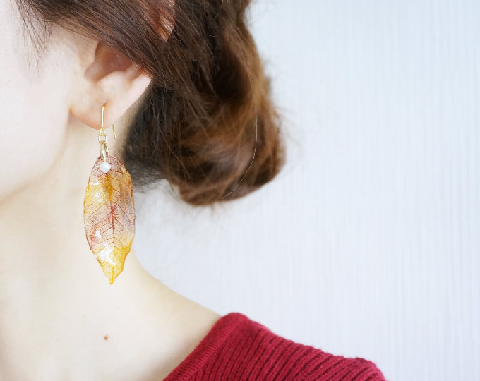 real-leaf-earrings B