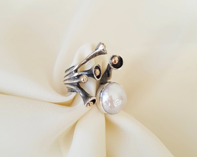 Large-Pearl-Silver-Ring-925-Sterli A