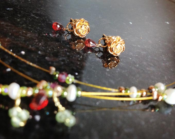 Garnet-Rose-Water-Drop-Earrings B